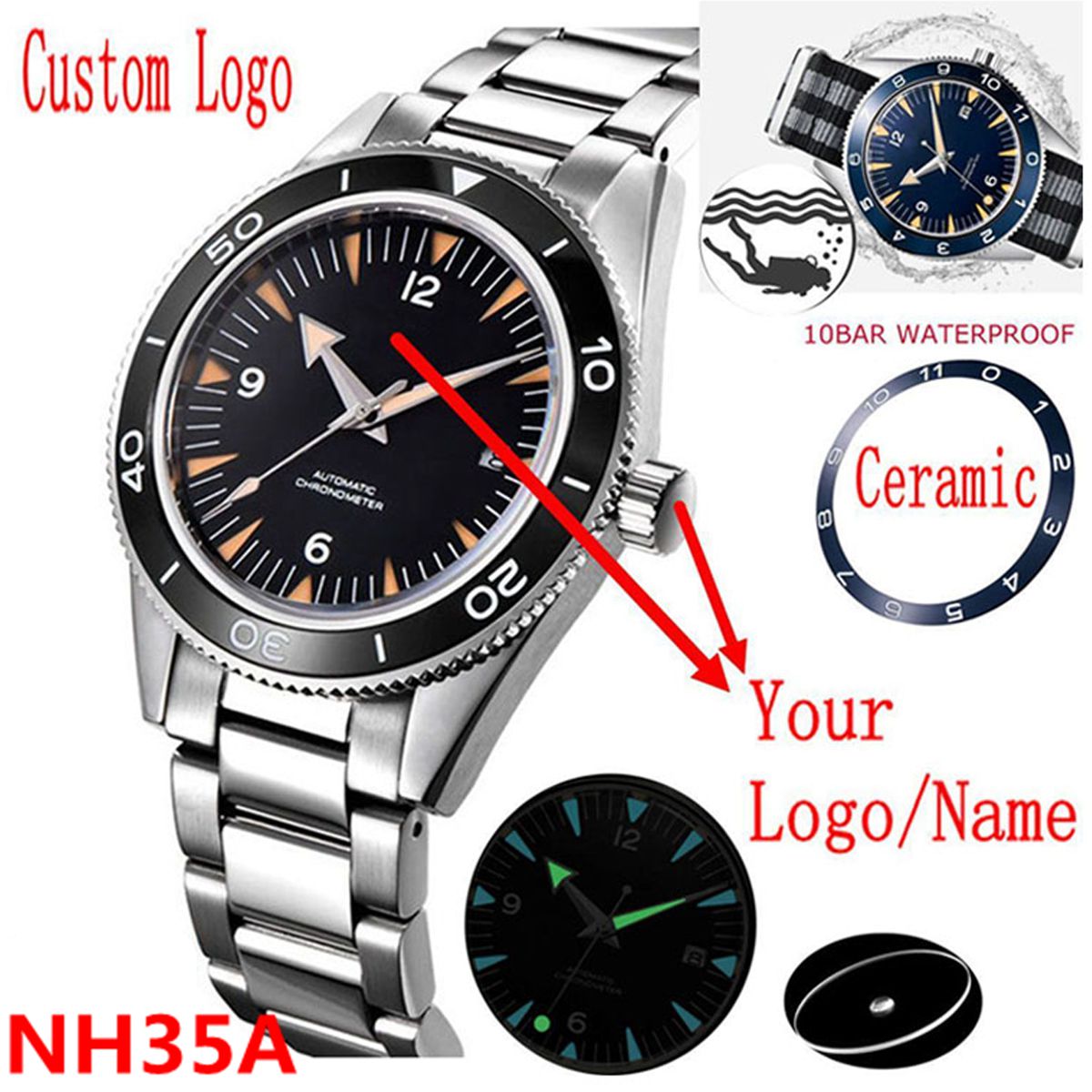 Custom Logo NH35 Movement Watc - Luxury Watch Price recension och pris