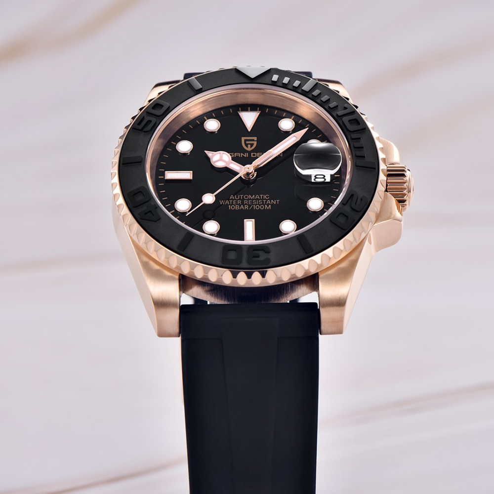 PAGANI DESIGN Automatic Watch  - Luxury Watch Gold And Black recension och pris