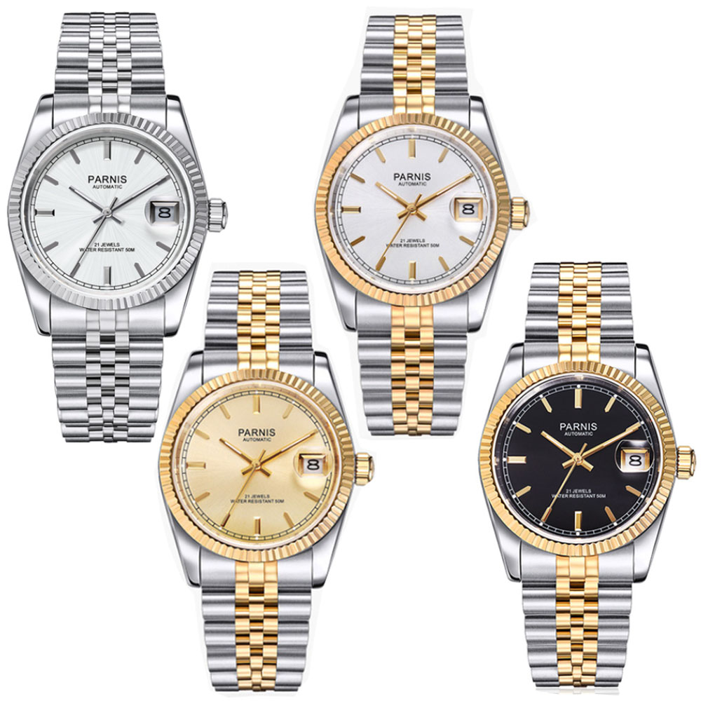 Parnis 36mm Mens Automatic Wat - Luxury Watch Gold And Black recension och pris