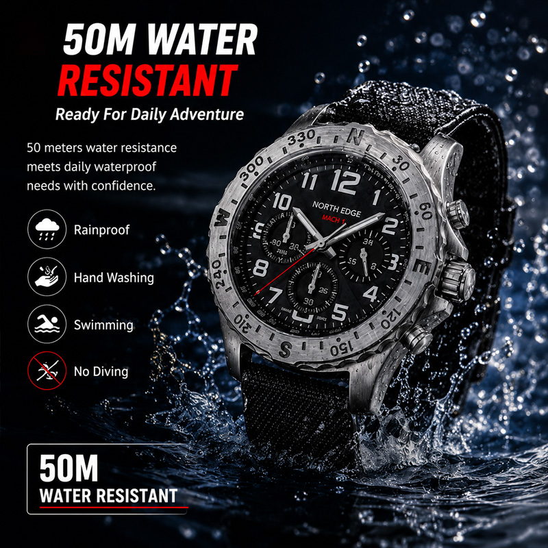 NORTH EDGE MACH 2 Men's Watche - Chronograph Flyback Watch recension och pris