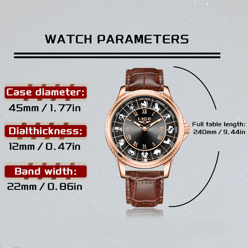LIGE Fashion Luxury Constellat - Zodiac Luxury Watch recension och pris