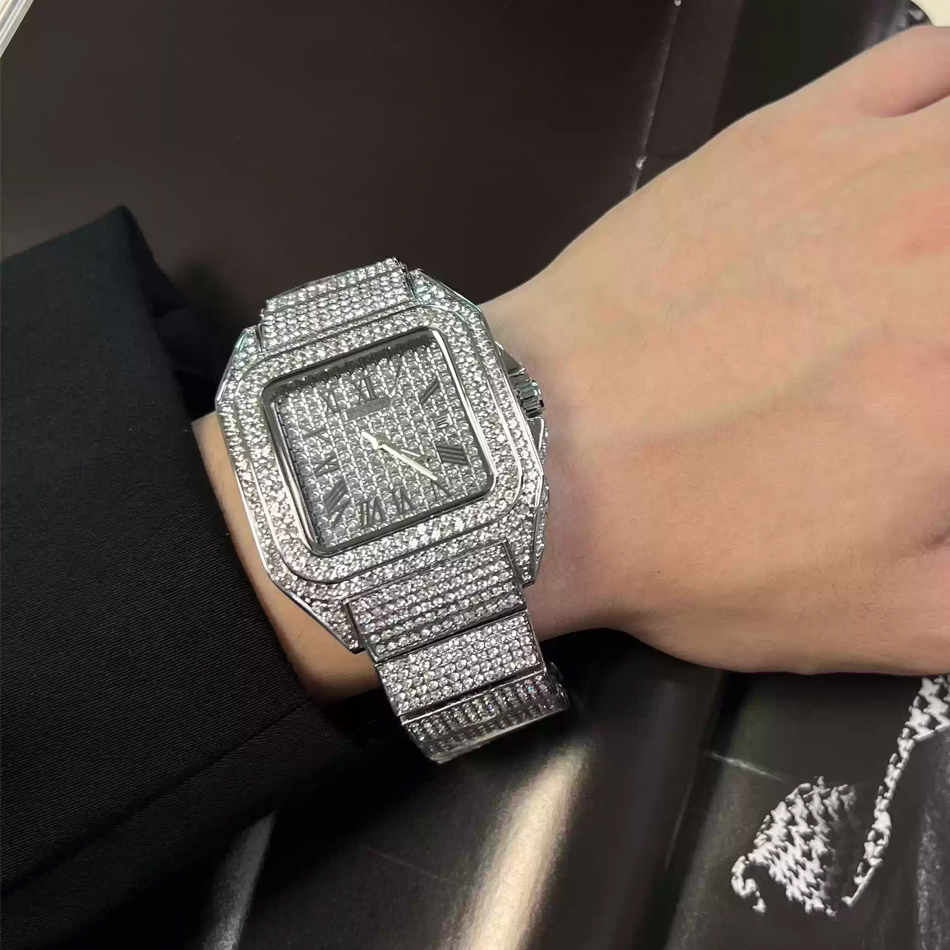 Gold or Black Watch Ice Out Sq - Luxury Watch Gold And Black recension och pris